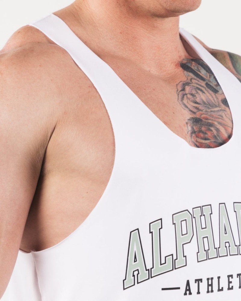 Men's Alphalete AA Raw Cut Tank Tanks White | 4621-RMITN