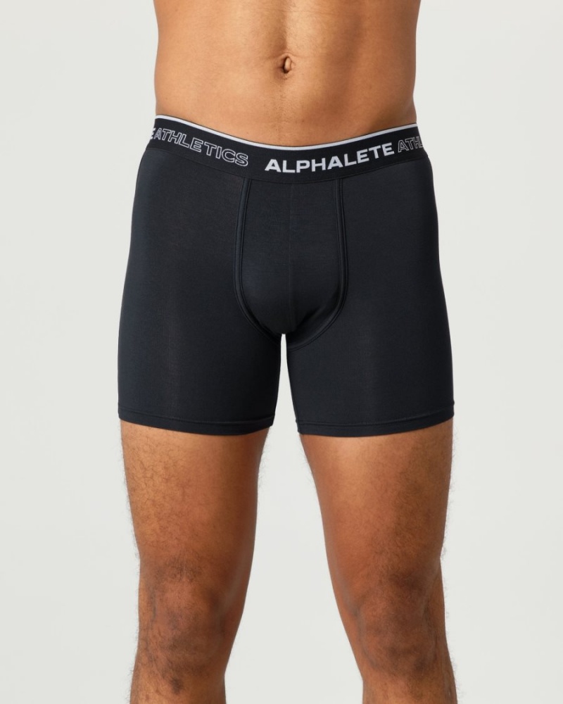 Men's Alphalete Classic Boxer Brief 3pk Underwear Black | 9875-HIXEK