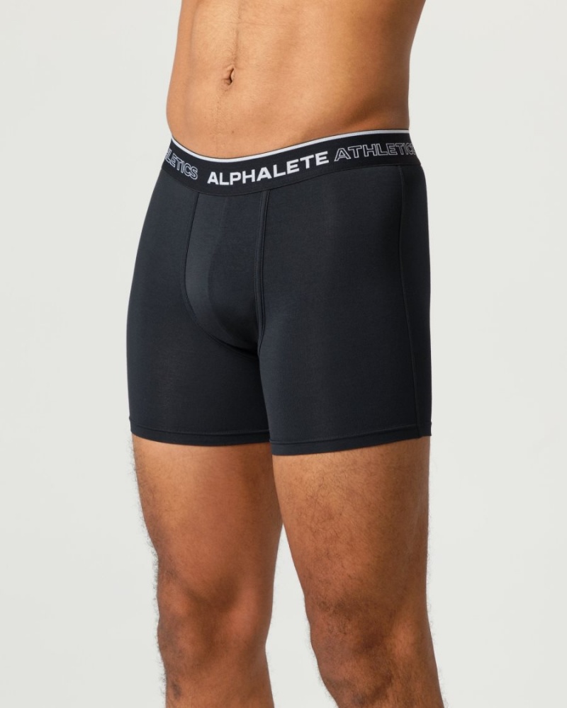 Men's Alphalete Classic Boxer Brief 3pk Underwear Black | 9875-HIXEK