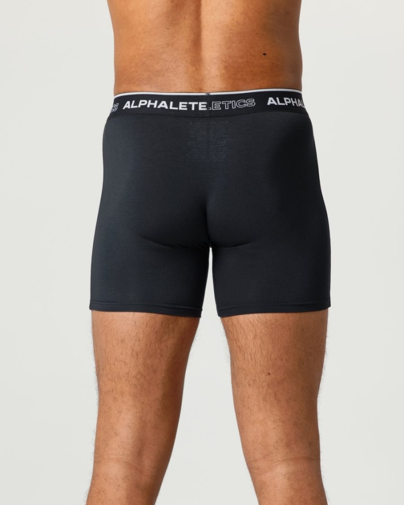 Men's Alphalete Classic Boxer Brief 3pk Underwear Black | 9875-HIXEK