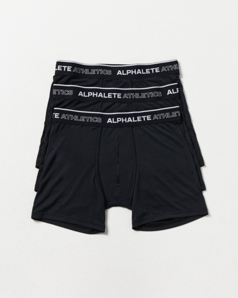 Men\'s Alphalete Classic Boxer Brief 3pk Underwear Black | 9875-HIXEK