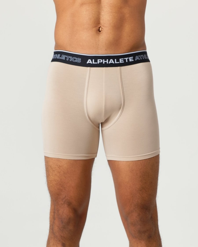 Men's Alphalete Classic Boxer Brief 3pk Underwear Autumn / Willow / Linen | 5283-GRWZI