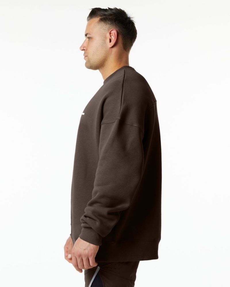 Men's Alphalete Classic Crew Jackets Fudge Brown | 7032-KHWVL