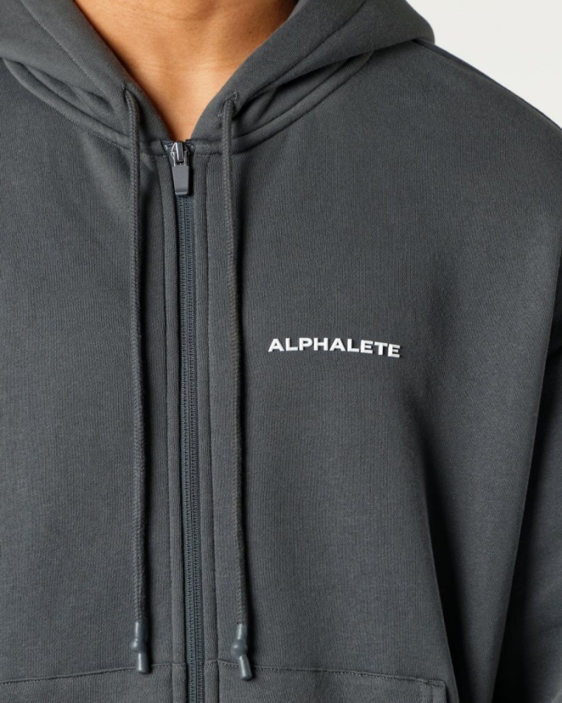 Men's Alphalete Classic Full-Zip Jacket Jackets Smoke | 8647-VIJQD