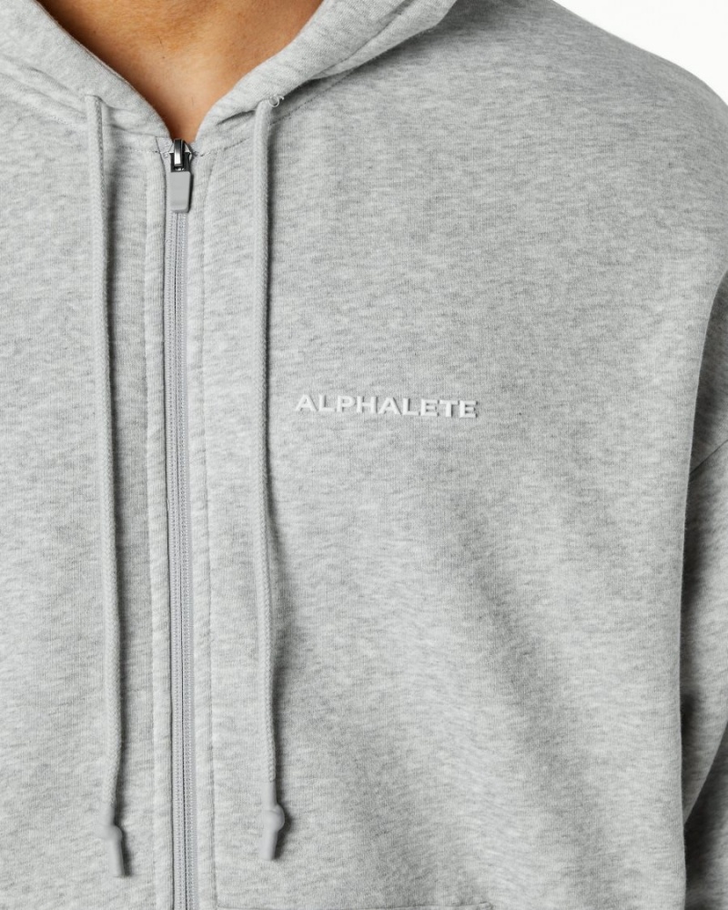 Men's Alphalete Classic Full-Zip Jacket Jackets Heather Grey | 9821-LHQFN