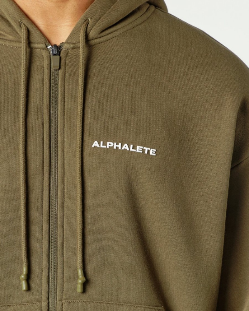 Men's Alphalete Classic Full-Zip Jacket Jackets Willow | 7590-YAIFQ