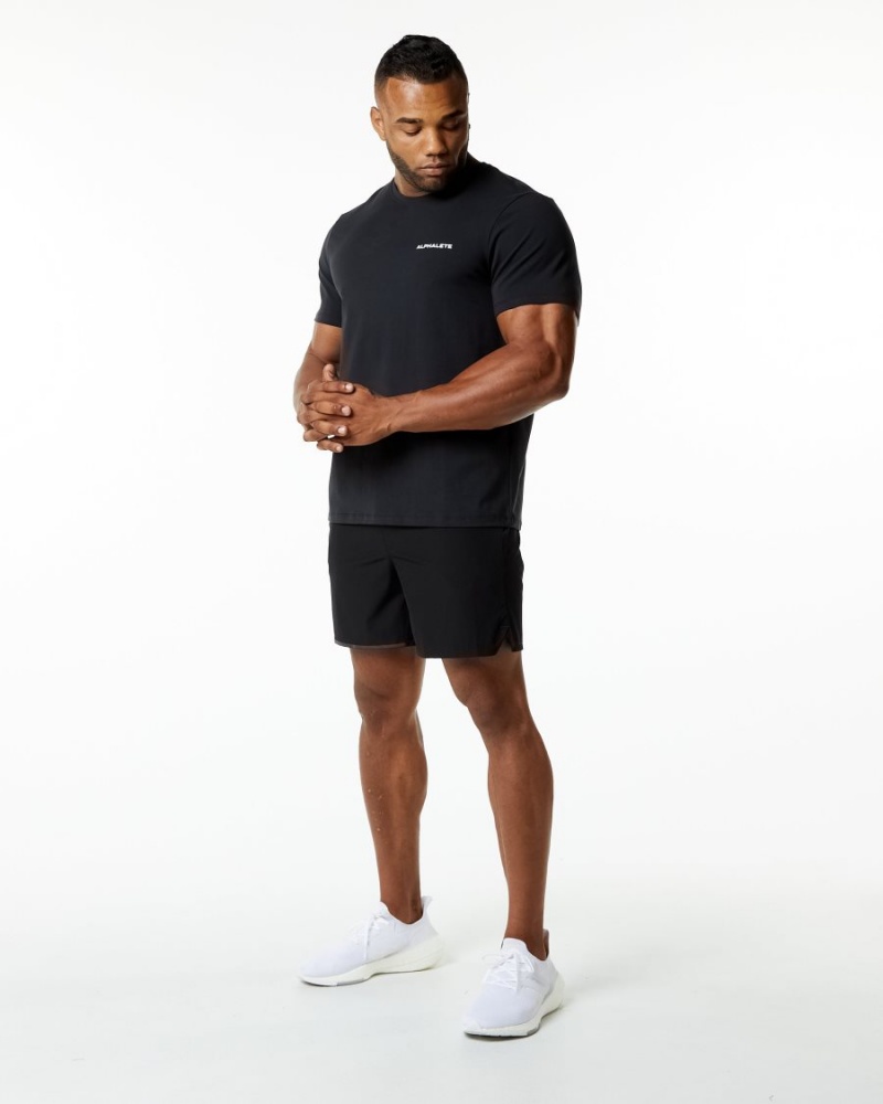 Men's Alphalete Classic Tee Shirts Black | 0369-XYPED