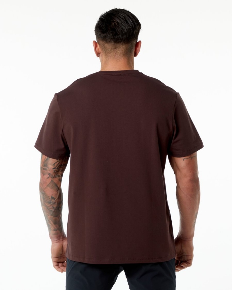 Men's Alphalete Classic Tee Shirts Burgundy | 2091-DVLTH