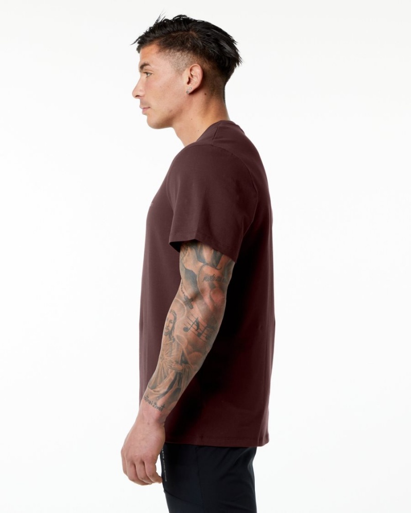 Men's Alphalete Classic Tee Shirts Burgundy | 2091-DVLTH