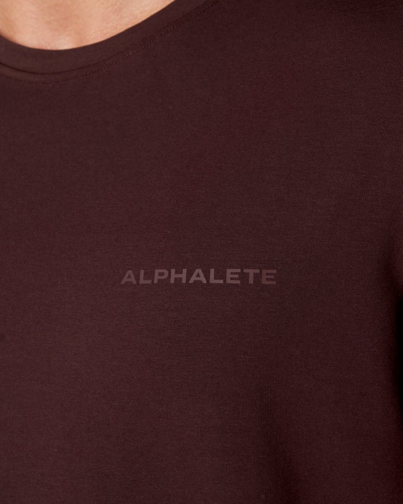 Men's Alphalete Classic Tee Shirts Burgundy | 2091-DVLTH