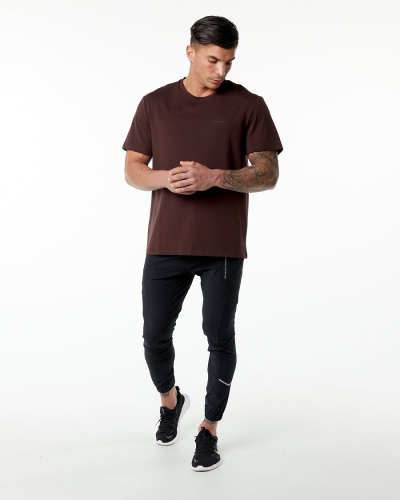 Men's Alphalete Classic Tee Shirts Burgundy | 2091-DVLTH