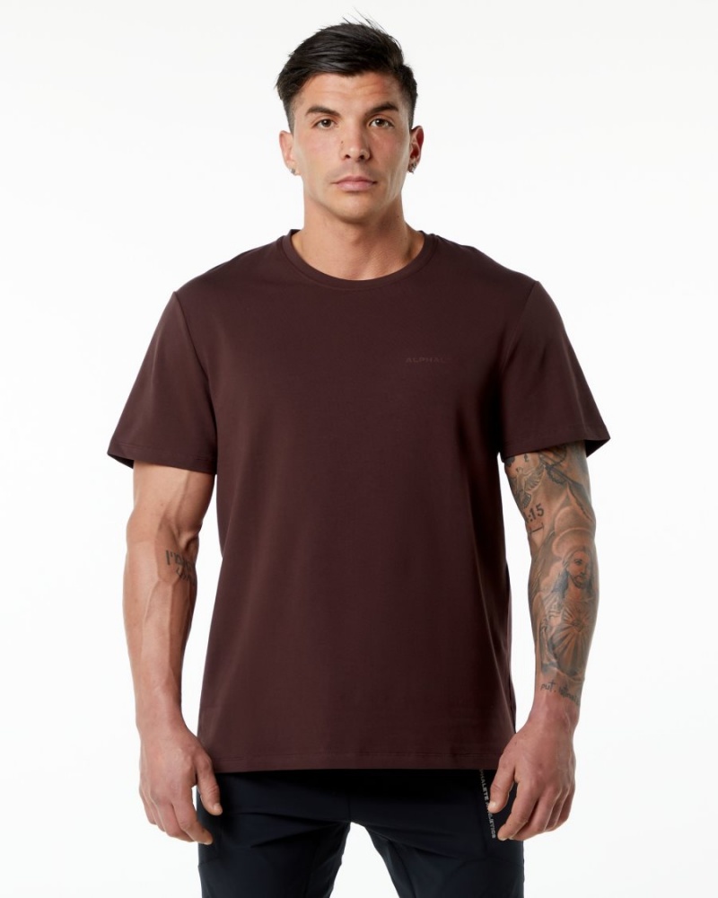 Men\'s Alphalete Classic Tee Shirts Burgundy | 2091-DVLTH