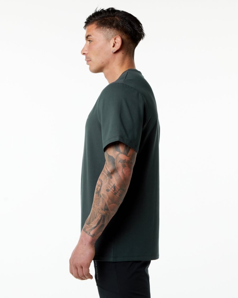 Men's Alphalete Classic Tee Shirts Hunter Green | 3165-KFDEH