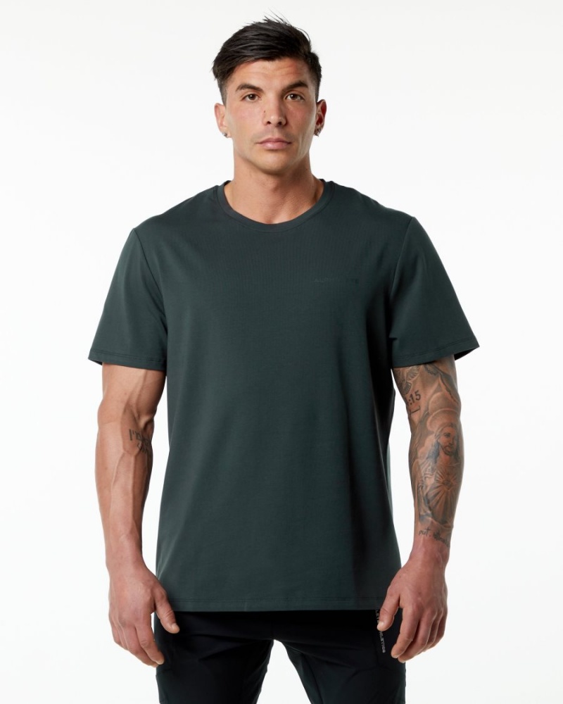 Men\'s Alphalete Classic Tee Shirts Hunter Green | 3165-KFDEH