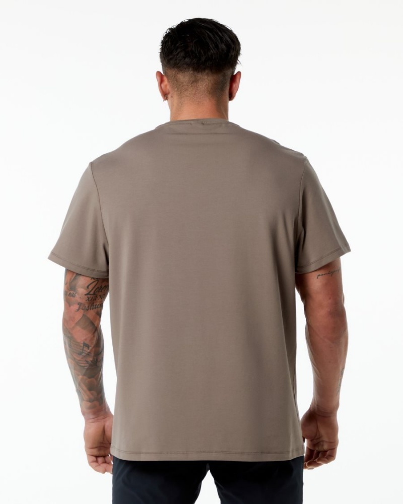 Men's Alphalete Classic Tee Shirts Mocha | 4925-XLMYB