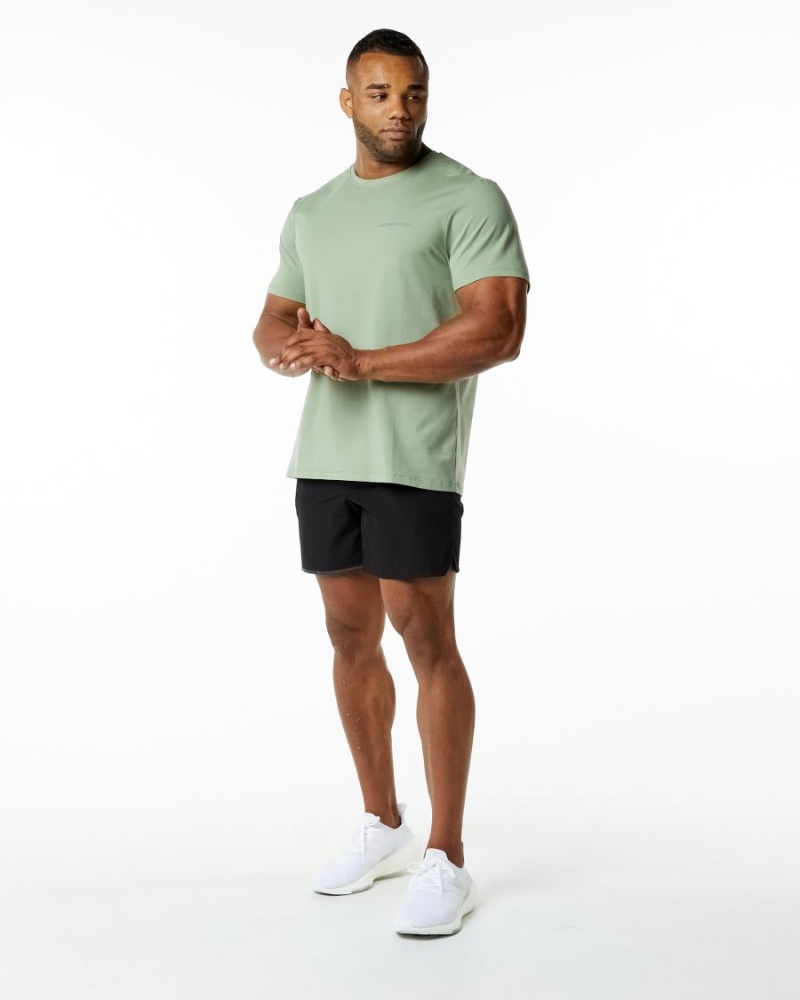 Men's Alphalete Classic Tee Shirts Sage | 2307-IGOMB