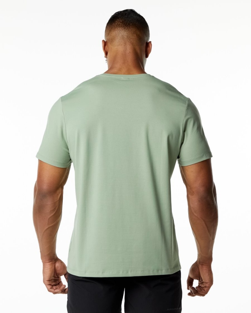 Men's Alphalete Classic Tee Shirts Sage | 2307-IGOMB