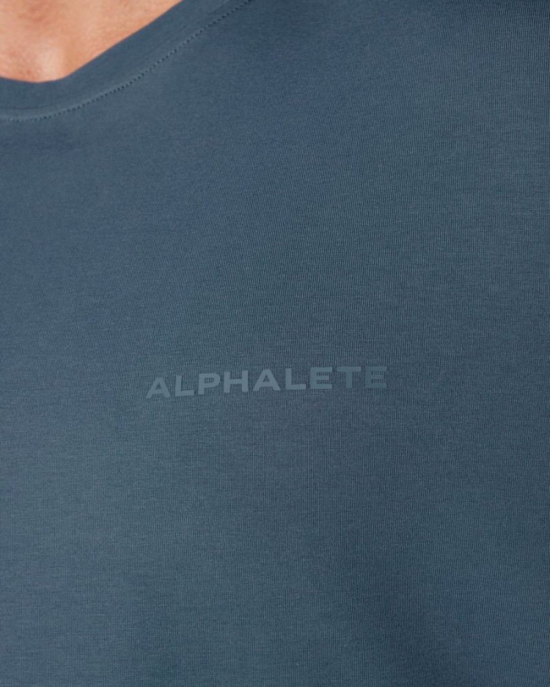 Men's Alphalete Classic Tee Shirts Whale Blue | 1362-CZVMI