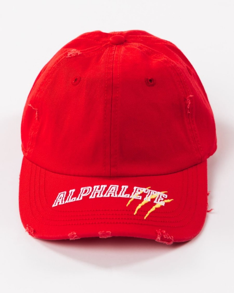 Men's Alphalete Claw Hat Accessories Red / White / Yellow | 5436-KCDWA