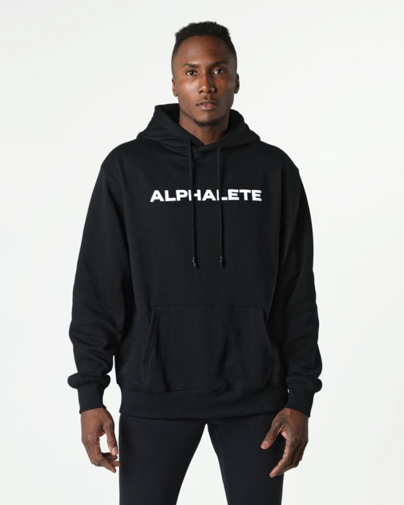 Men\'s Alphalete Core Hoodie Hoodie Black | 8374-OWFCH