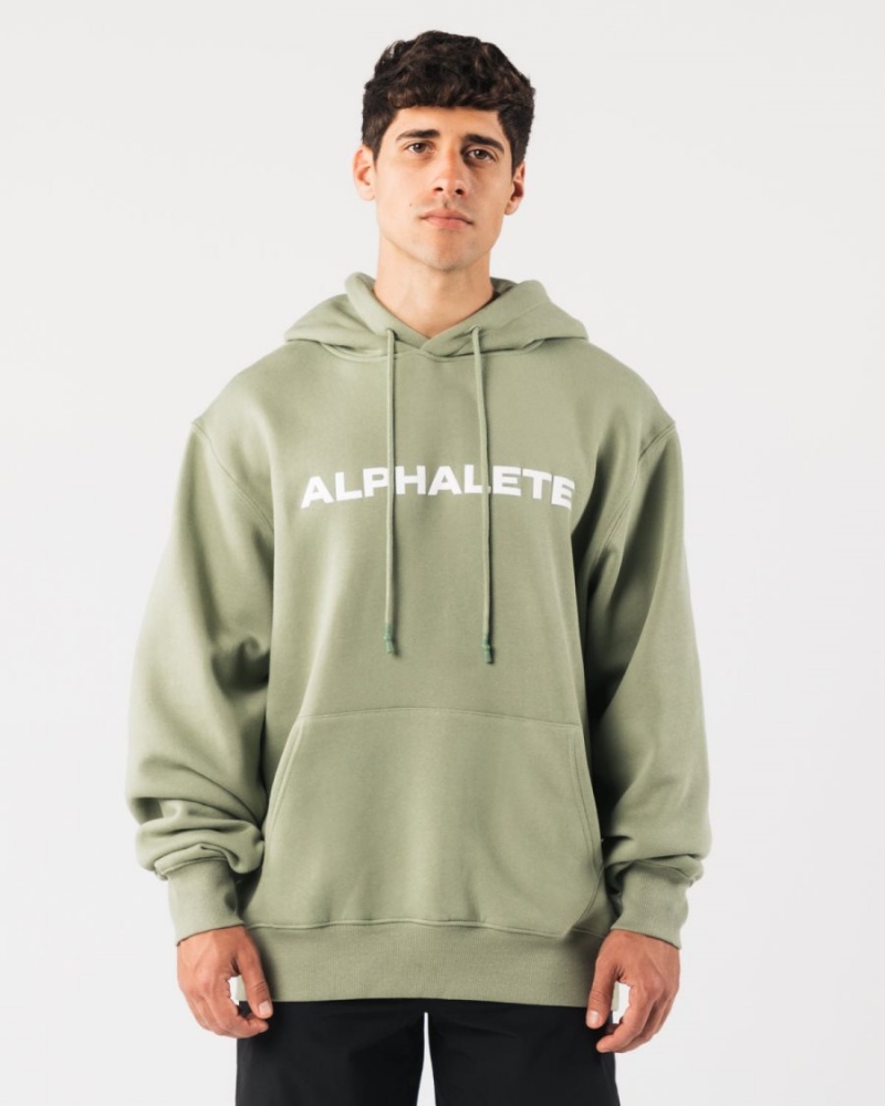 Men\'s Alphalete Core Hoodie Hoodie Sage | 3275-YBRHA