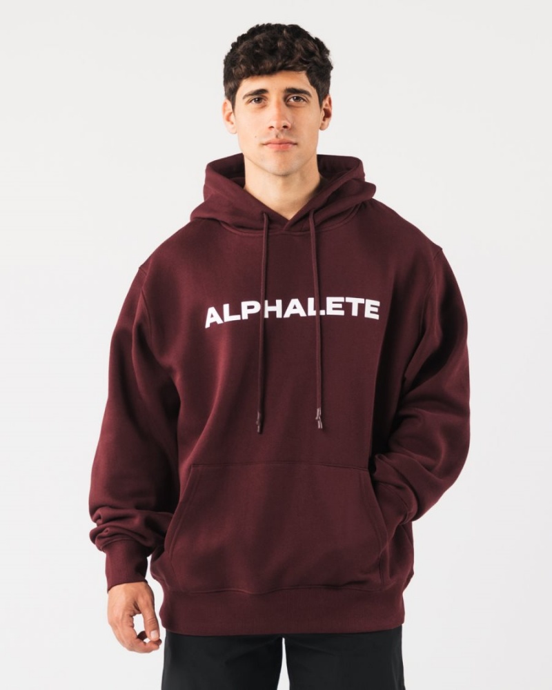 Men\'s Alphalete Core Hoodie Hoodie Sangria | 9647-TPJVD