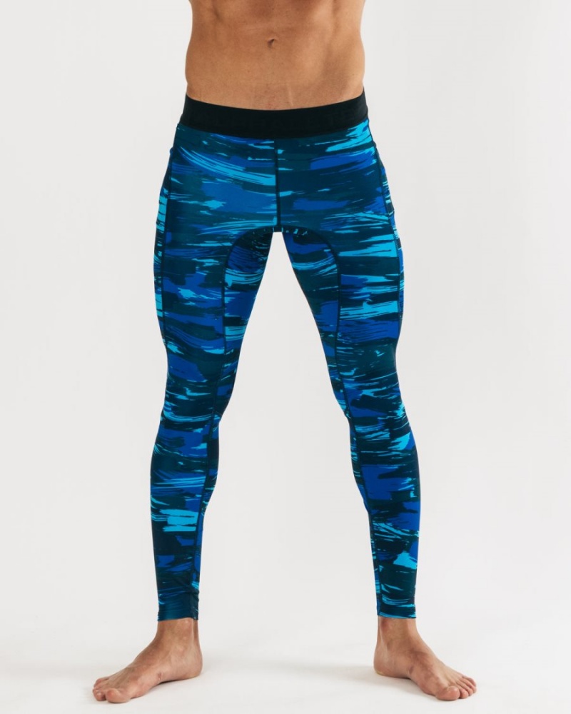 Men\'s Alphalete Core Training Tight Underwear Electric Blue Camo | 7205-FESGT