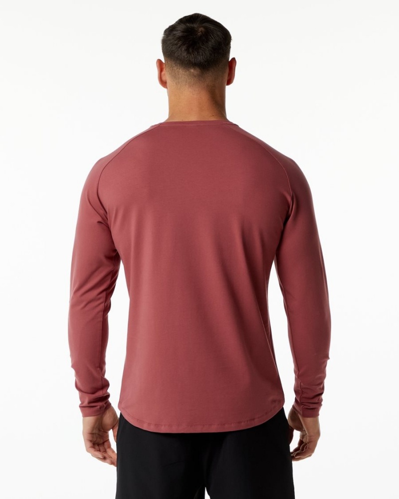 Men's Alphalete Dynasty LS Tee Shirts Gingerbread | 1748-TIMQO