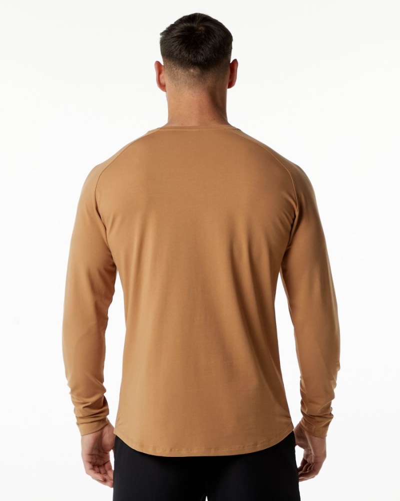 Men's Alphalete Dynasty LS Tee Shirts Rust | 4218-GXZJN