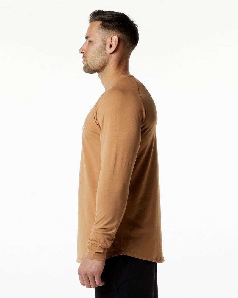 Men's Alphalete Dynasty LS Tee Shirts Rust | 4218-GXZJN