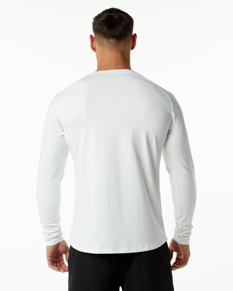 Men's Alphalete Dynasty LS Tee Shirts White | 2756-JKDYU