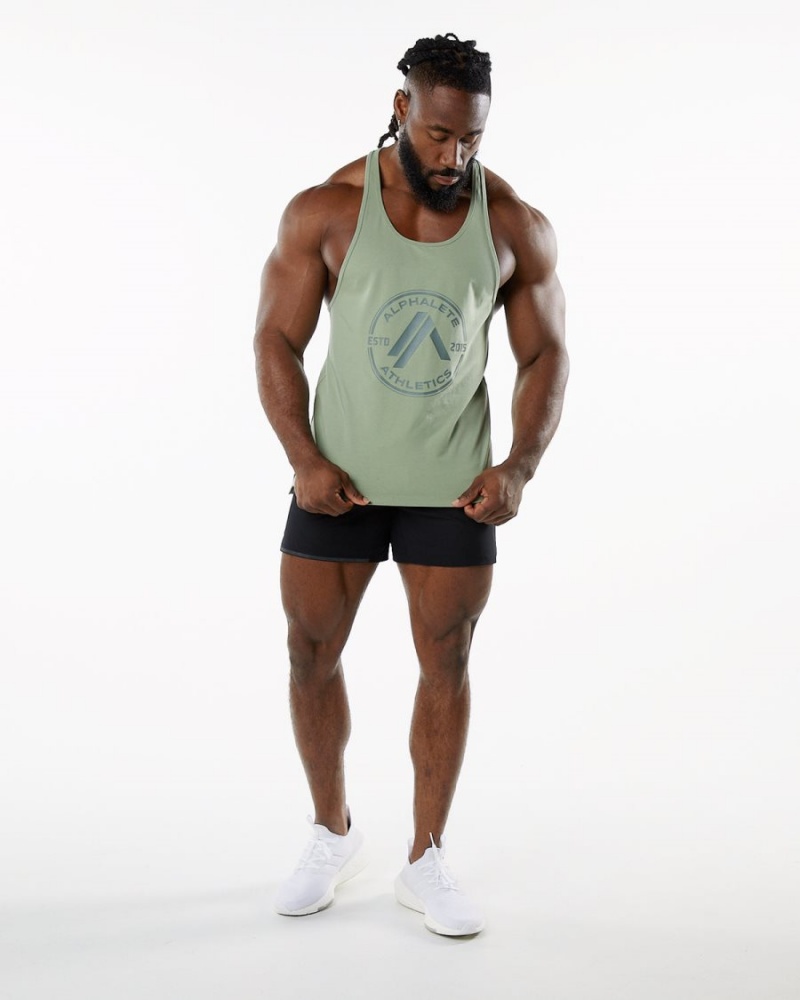 Men's Alphalete Dynasty Stringer Stringers Sage | 8075-JMAHY