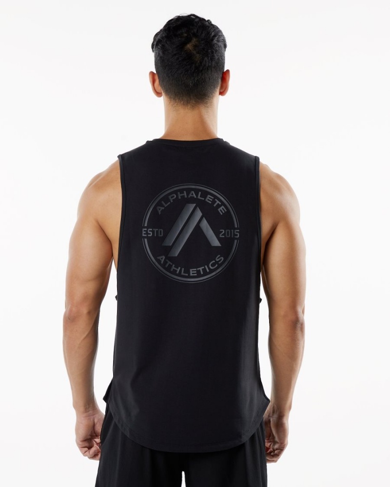 Men's Alphalete Dynasty Tank Tanks Blackout | 4021-YAVHC