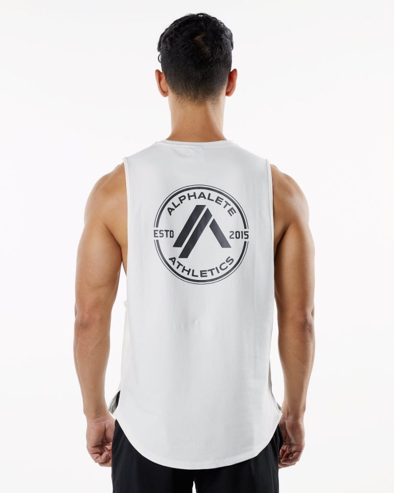 Men's Alphalete Dynasty Tank Tanks White | 4270-JNIBV