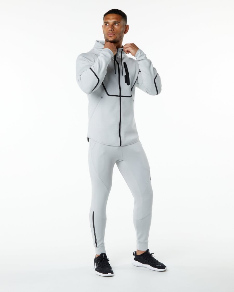 Men's Alphalete ELMTS Athletic Jacket Jackets Oyster Grey | 9867-ENXPZ