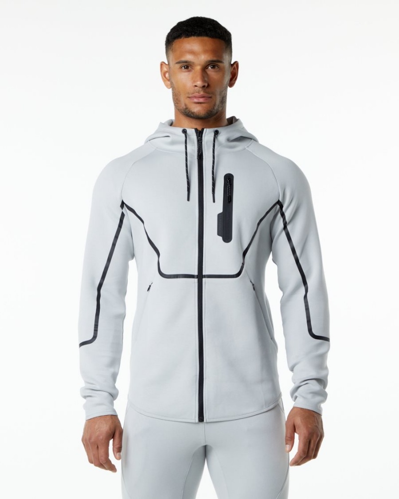 Men\'s Alphalete ELMTS Athletic Jacket Jackets Oyster Grey | 9867-ENXPZ