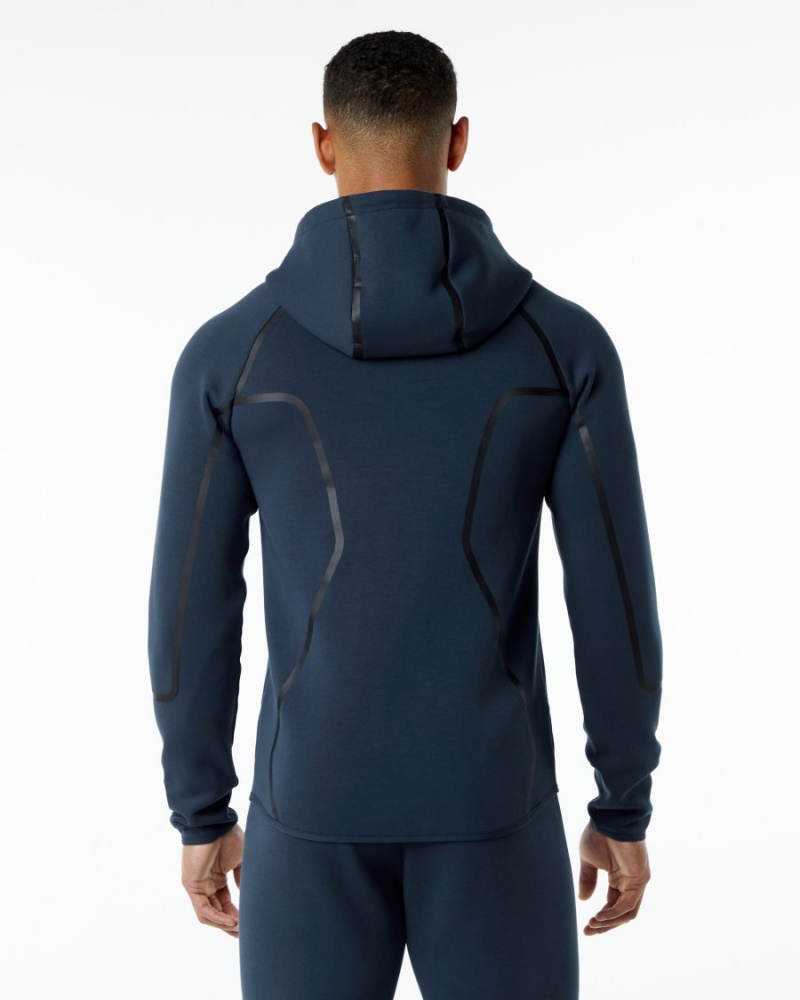 Men's Alphalete ELMTS Athletic Jacket Jackets Harbor Navy | 4916-BVFOP