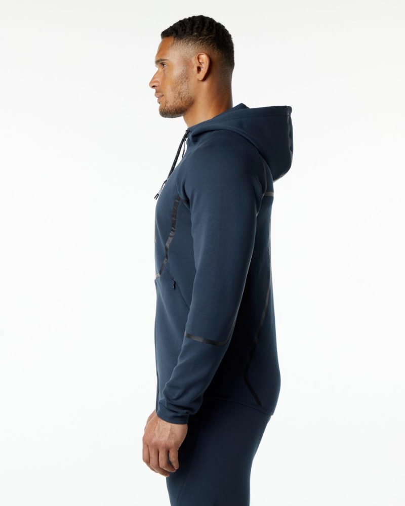 Men's Alphalete ELMTS Athletic Jacket Jackets Harbor Navy | 4916-BVFOP