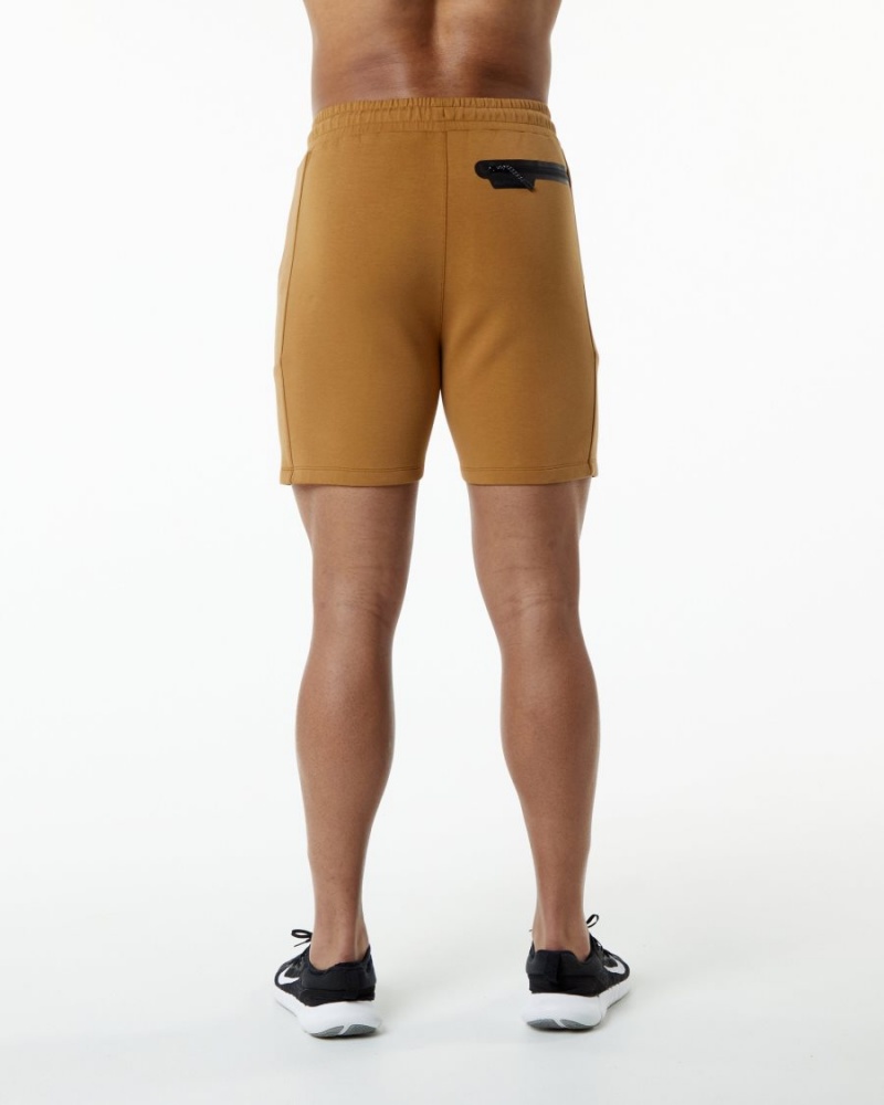 Men's Alphalete ELMTS Athletic Short 6" Shorts Almond | 5729-ASFUT