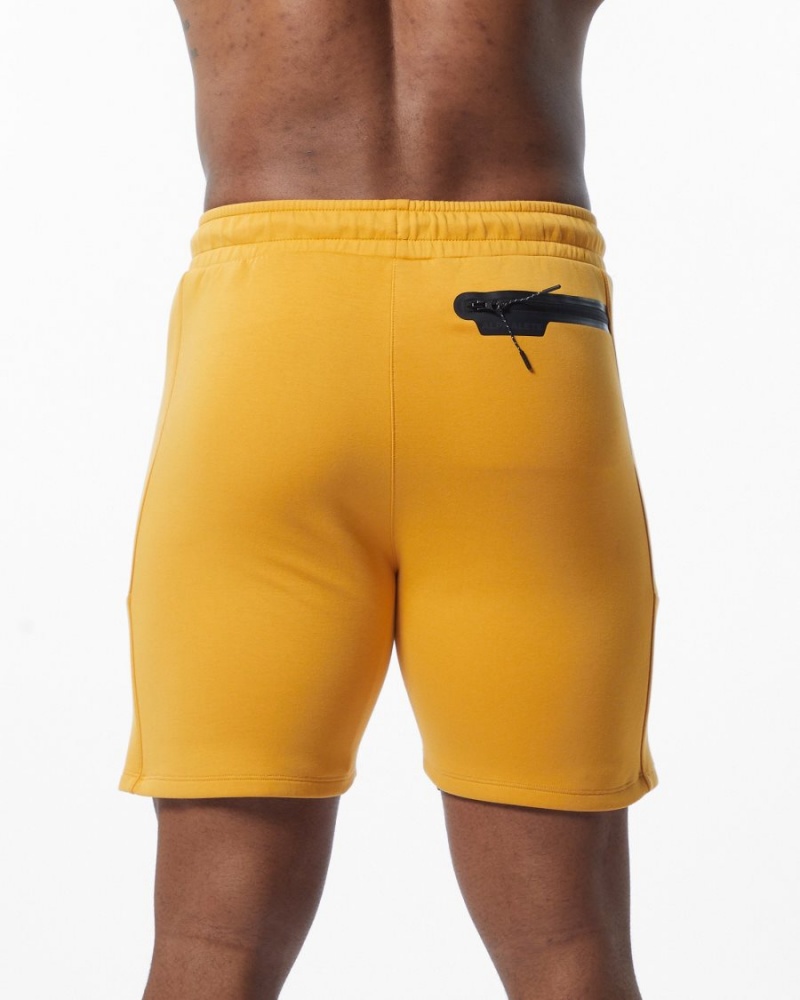 Men's Alphalete ELMTS Athletic Short 6" Shorts Yellow | 9013-DLQXO