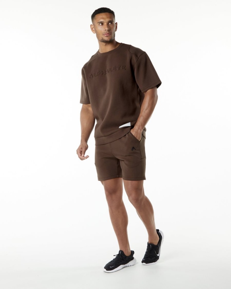 Men's Alphalete ELMTS Athletic Short 6" Shorts Fudge Brown | 2846-ACIDE