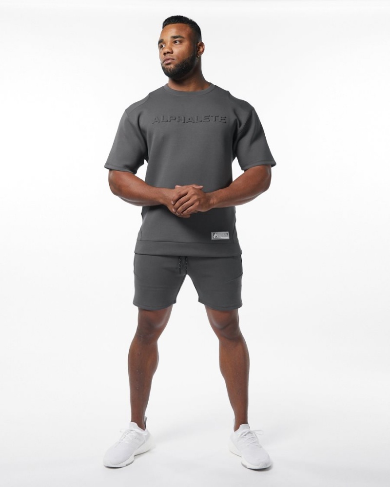 Men's Alphalete ELMTS Athletic Short 6" Shorts Charcoal | 7941-USMLE