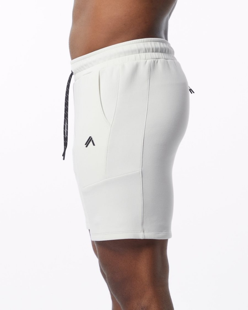 Men's Alphalete ELMTS Athletic Short 6" Shorts Cream | 7108-MAWFL