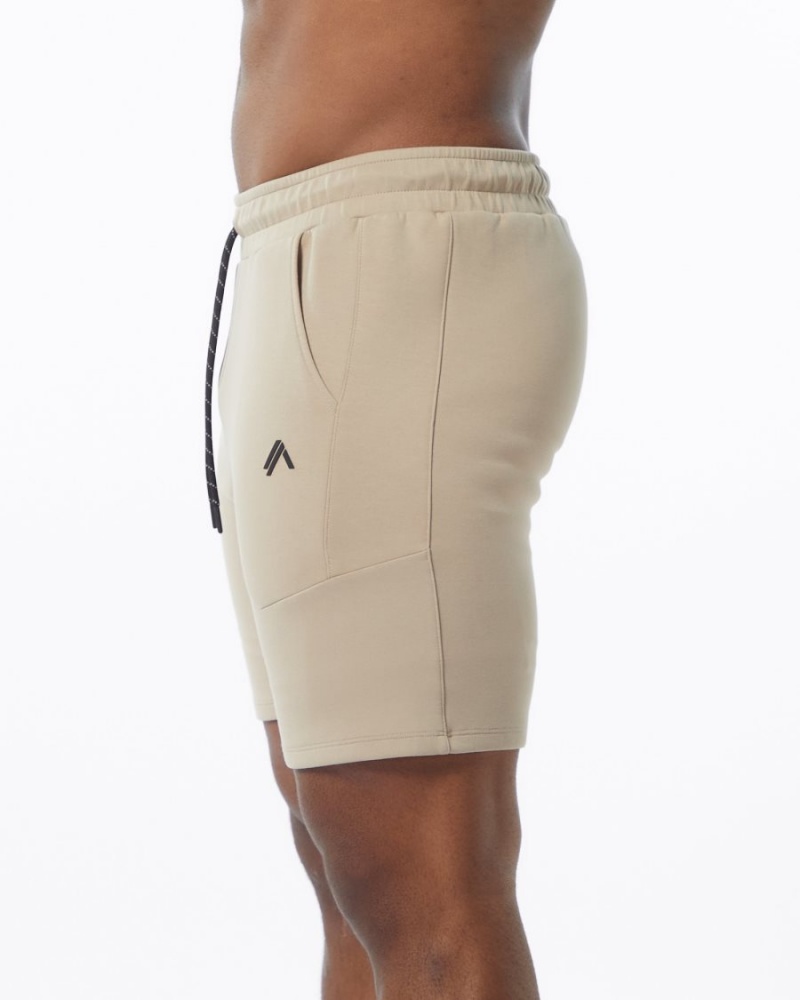 Men's Alphalete ELMTS Athletic Short 6" Shorts Tan | 8970-PMJWD