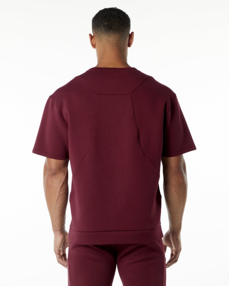 Men's Alphalete ELMTS Half Sleeve Pullover Jackets Burgundy | 7482-VJWOC