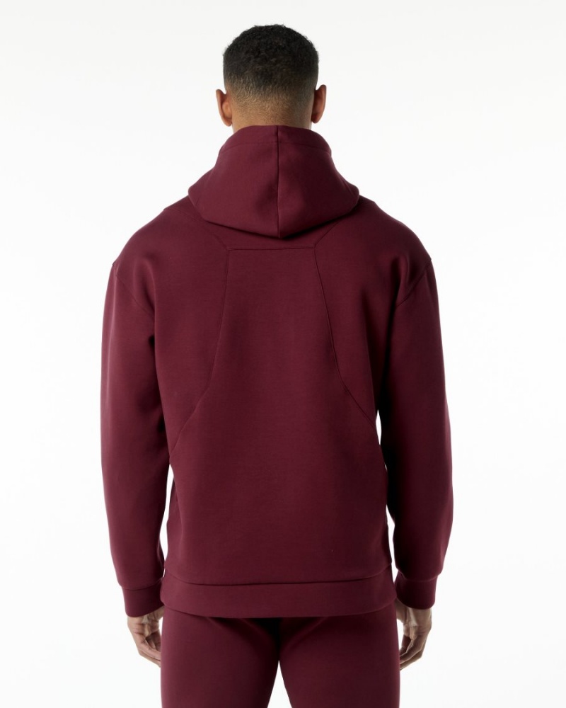 Men's Alphalete ELMTS Hoodie Hoodie Burgundy | 3967-NGQYT