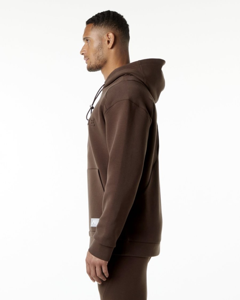 Men's Alphalete ELMTS Hoodie Hoodie Fudge Brown | 2174-FBHTE