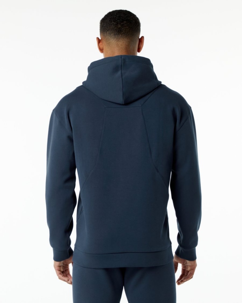 Men's Alphalete ELMTS Hoodie Hoodie Harbor Navy | 5812-ZOMCD