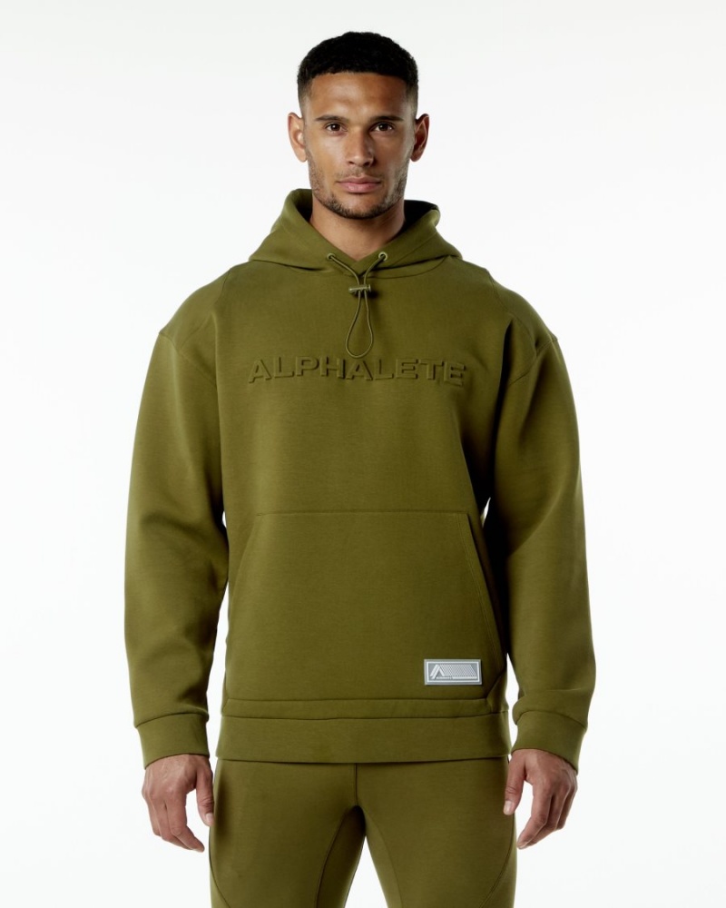 Men\'s Alphalete ELMTS Hoodie Hoodie Moss | 1092-TPGYB