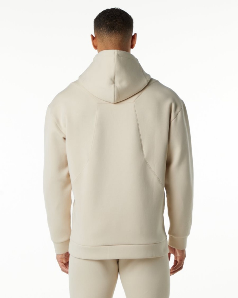 Men's Alphalete ELMTS Hoodie Hoodie Vanilla | 8972-UJGBE